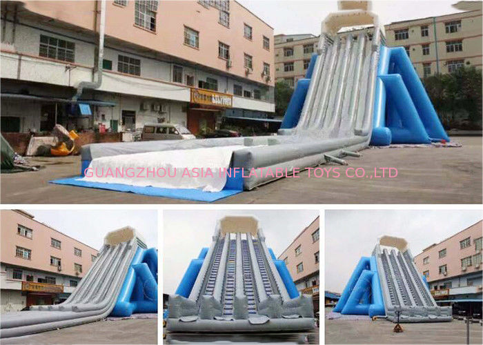Blue And Grey Giant Inflatable Water Wave Slide For Event With Five Lanes