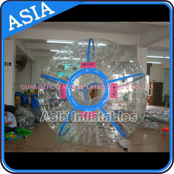 Ce Certificated Transparent Inflatable Zorb Ball In Clear With Color Stirps